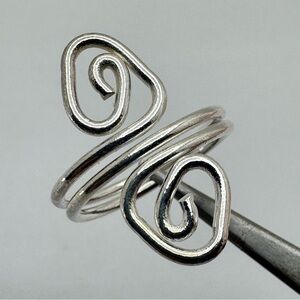 Vintage Mexico Silver Overlay Swirl Statement Ring Size 8 Southwestern Modern